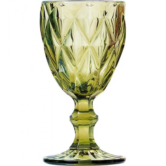 Jogo 6 Taças 350ml De Vidro Diamond Verde 